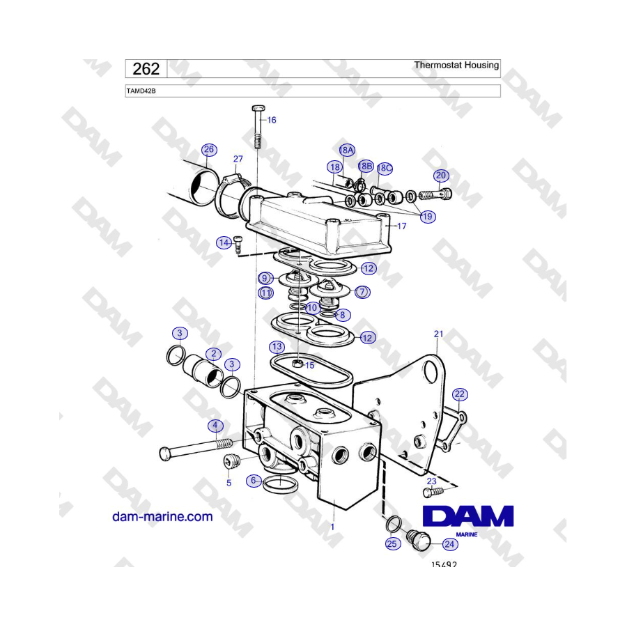 Volvo Penta TAMD42B - Caja del termostato