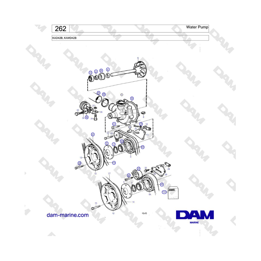 Volvo Penta KAD42B / KAMD42B - Bomba de agua