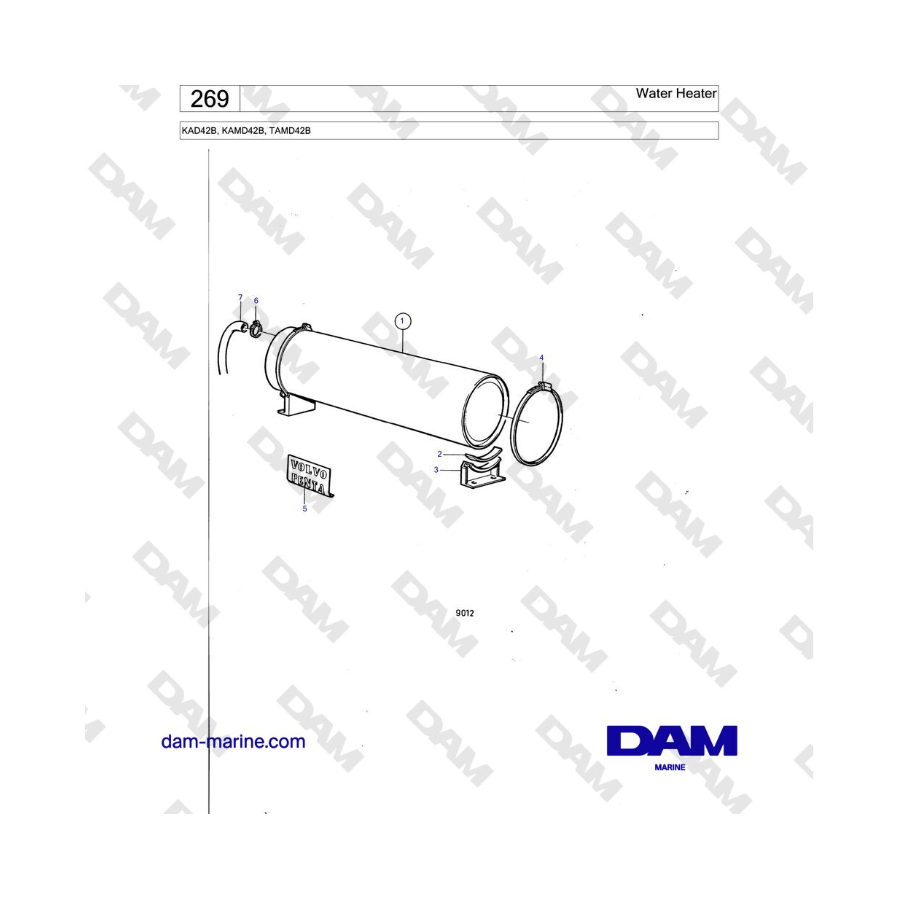 Volvo Penta KAD42B / KAMD42B / TAMD42B - Calentador de agua