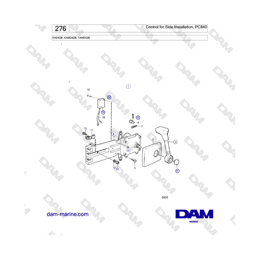 Volvo Penta KAD42B / KAMD42B / TAMD42B - Control for Side Installation, PC840