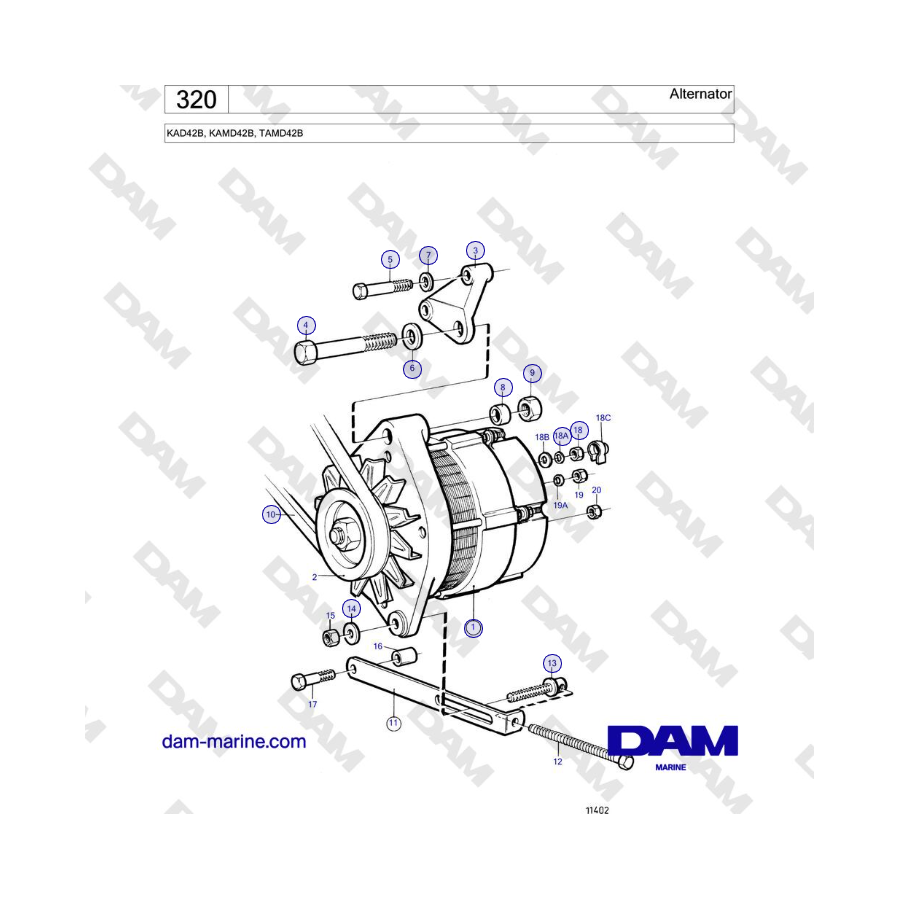 Volvo Penta KAD42B / KAMD42B / TAMD42B - Alternador