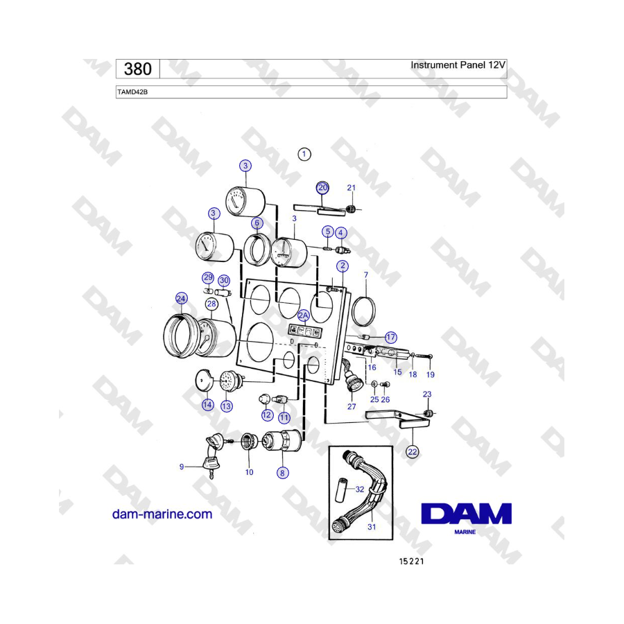 Volvo Penta TAMD42B - Instrument Panel 12V