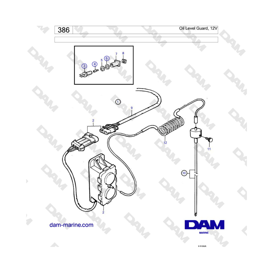 Volvo Penta KAD42B / KAMD42B / TAMD42B - Protector de nivel de aceite, 12V