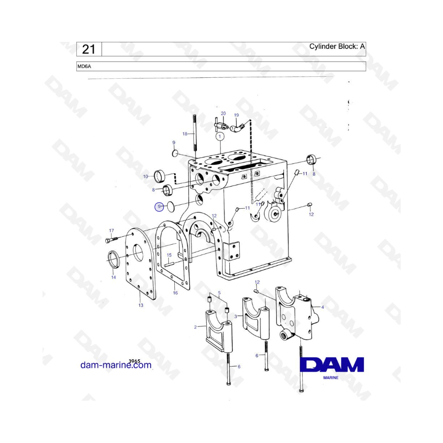 Volvo Penta MD6B - Bloque de cilindros: A