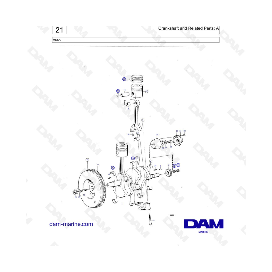 Volvo Penta MD6A - Cigüeñal y piezas relacionadas: A