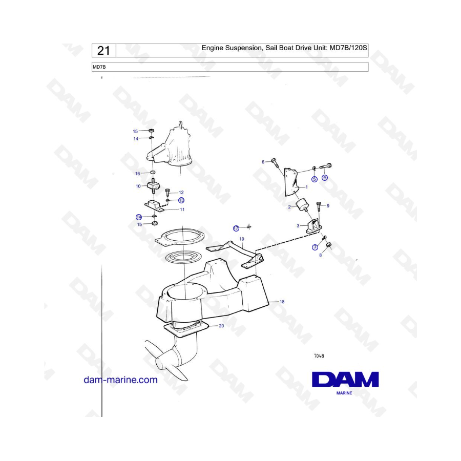 Volvo Penta MD7B - Engine Suspension, Sail Boat Drive Unit: MD7B/120S