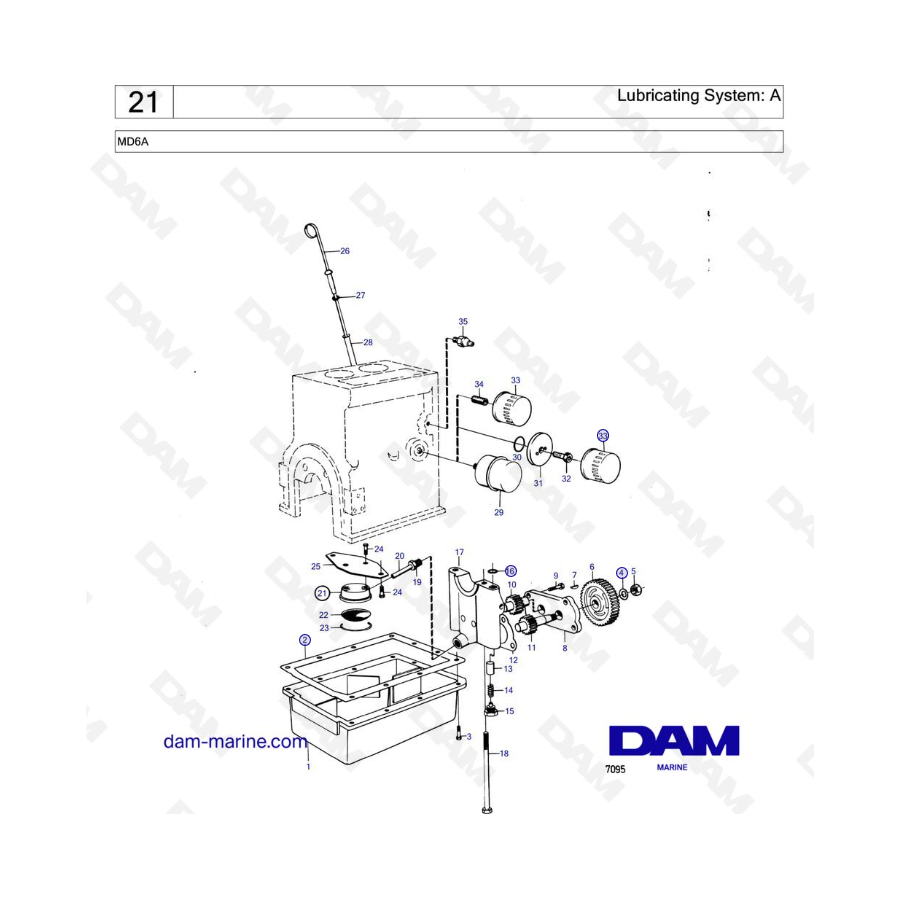 Volvo Penta MD6A - Sistema de lubricación: A