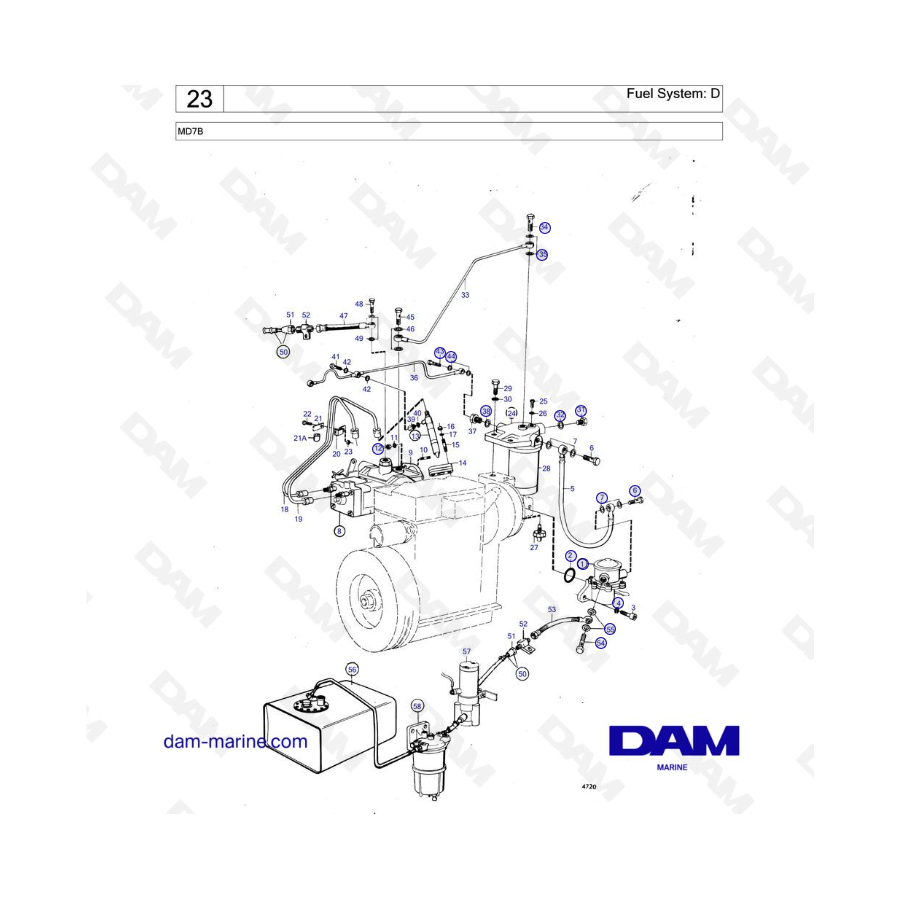 Volvo Penta MD7B - Sistema de combustible: D