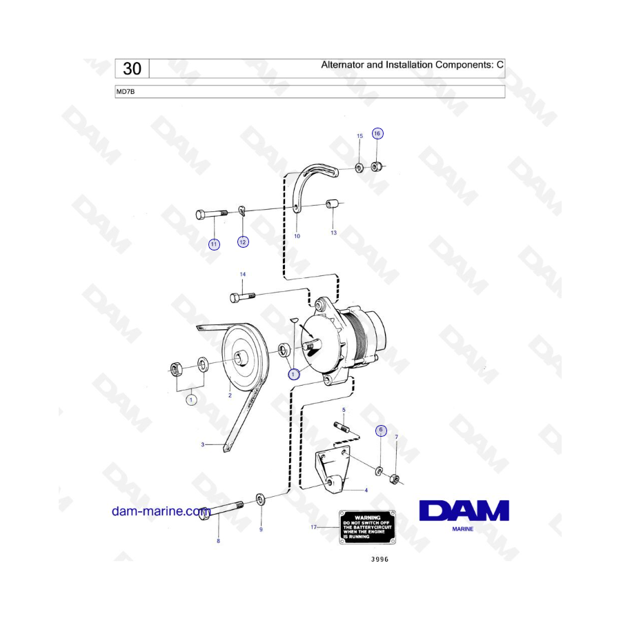 Volvo Penta MD7B - Alternator and Installation Components: C