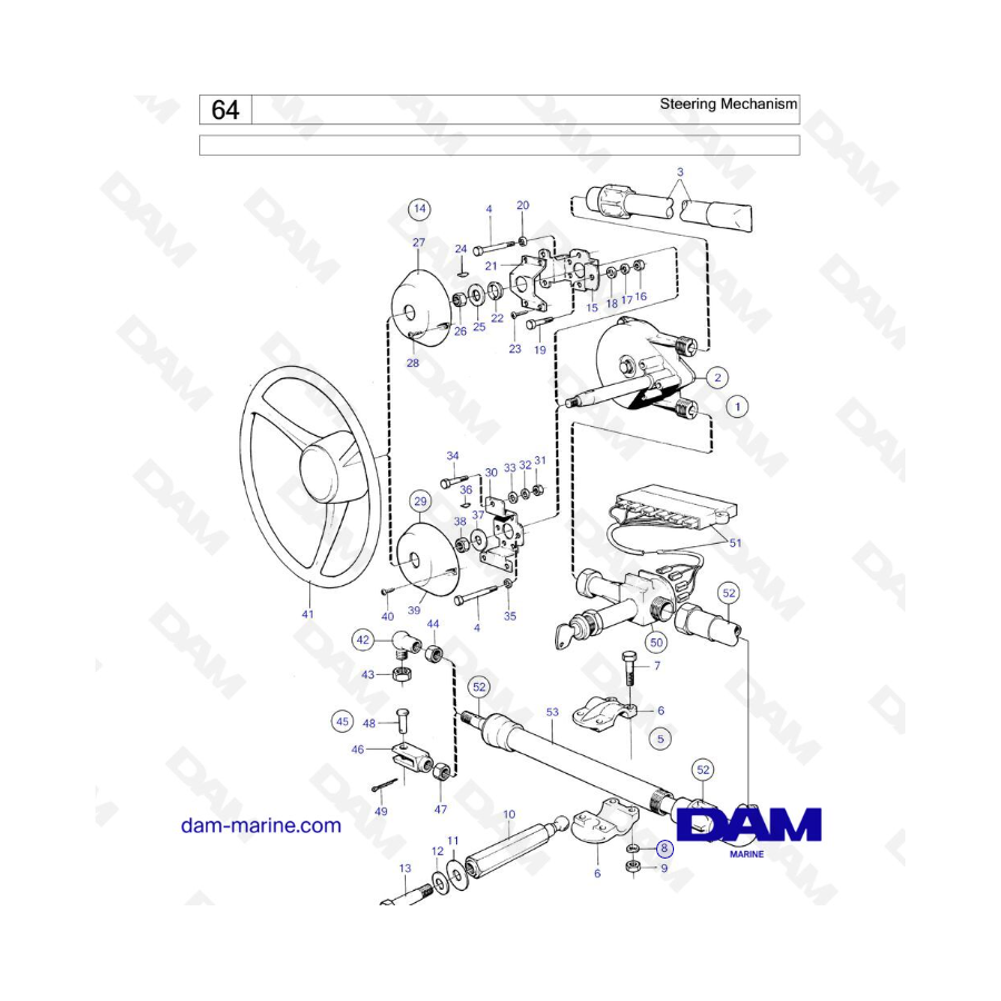 Volvo Penta MD6, MD6A, MD6B, MD7, MD7A, MD7B - Mecanismo de dirección