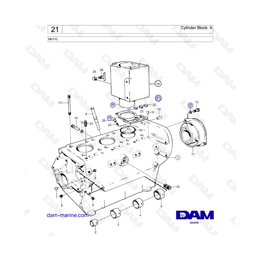 Volvo Penta MD17C - Bloque de cilindros: A