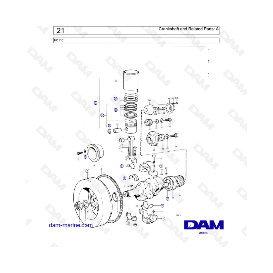 Volvo Penta MD11C - Cigüeñal y piezas relacionadas: A