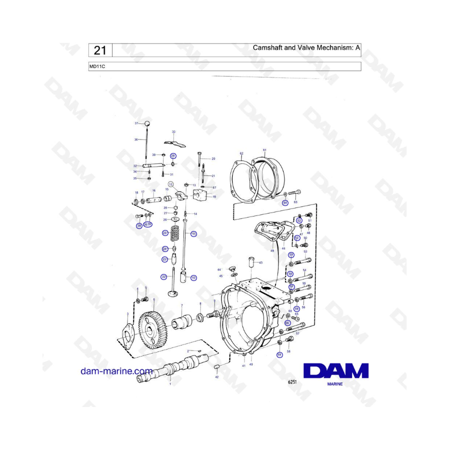 Volvo Penta MD11C - Camshaft and Valve Mechanism: A