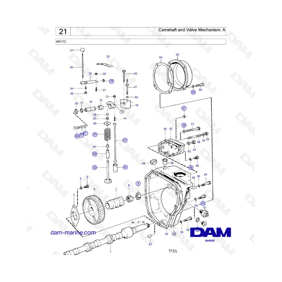 Volvo Penta MD17C - Camshaft and Valve Mechanism: A