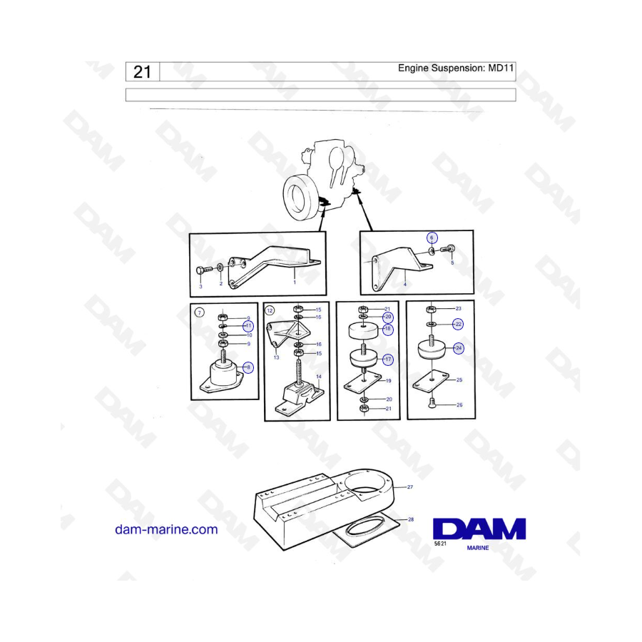 Volvo Penta MD11C / MD11D - Engine suspension