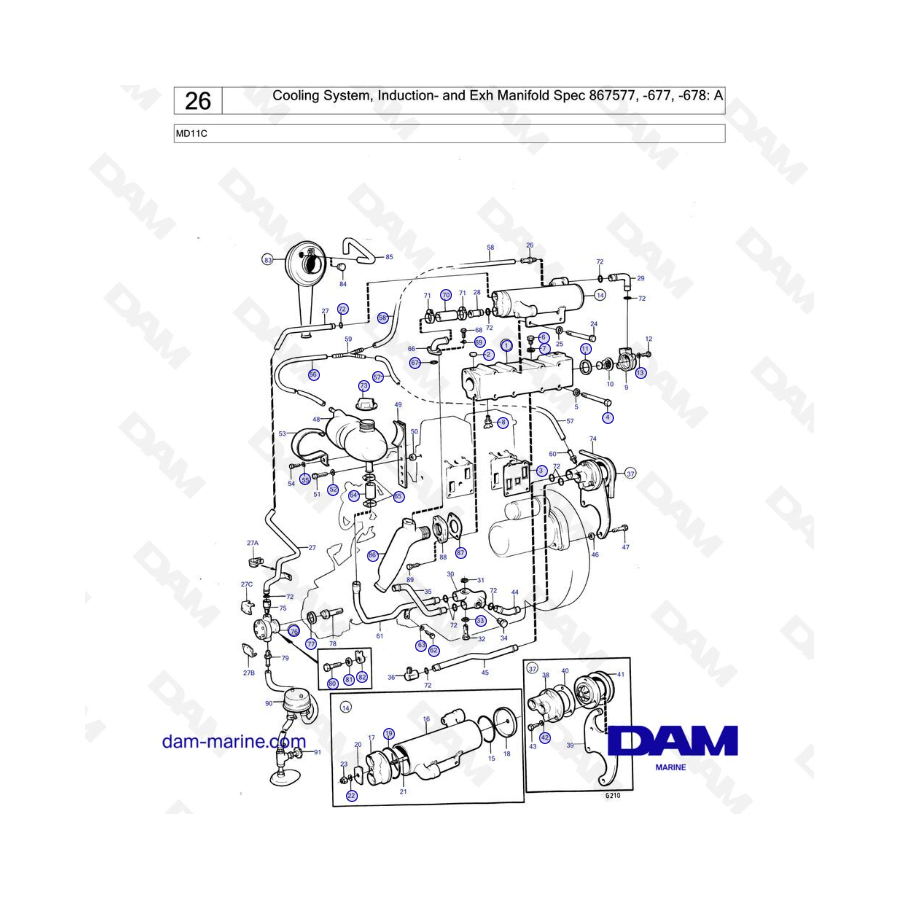 Volvo Penta MD11C - Cooling System, Induction- and Exh Manifold Spec 867577, -677, -678: A