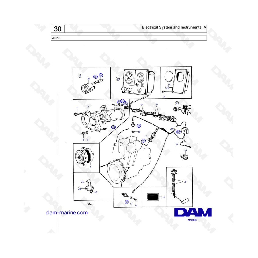 Volvo Penta MD11C - Electrical System and Instruments: A