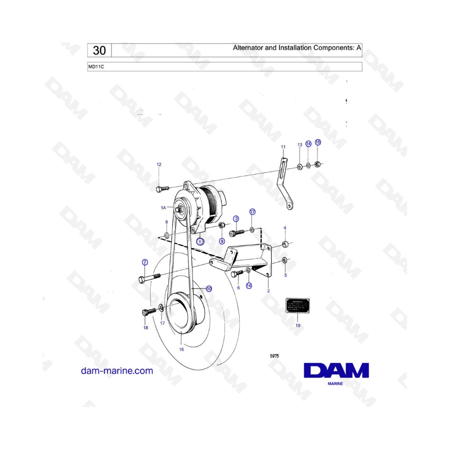 Volvo Penta MD11C - Alternador y componentes de instalación: A