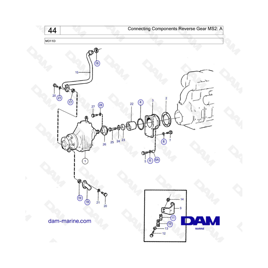 Volvo Penta MD11D - Connecting Components Reverse Gear MS2: A