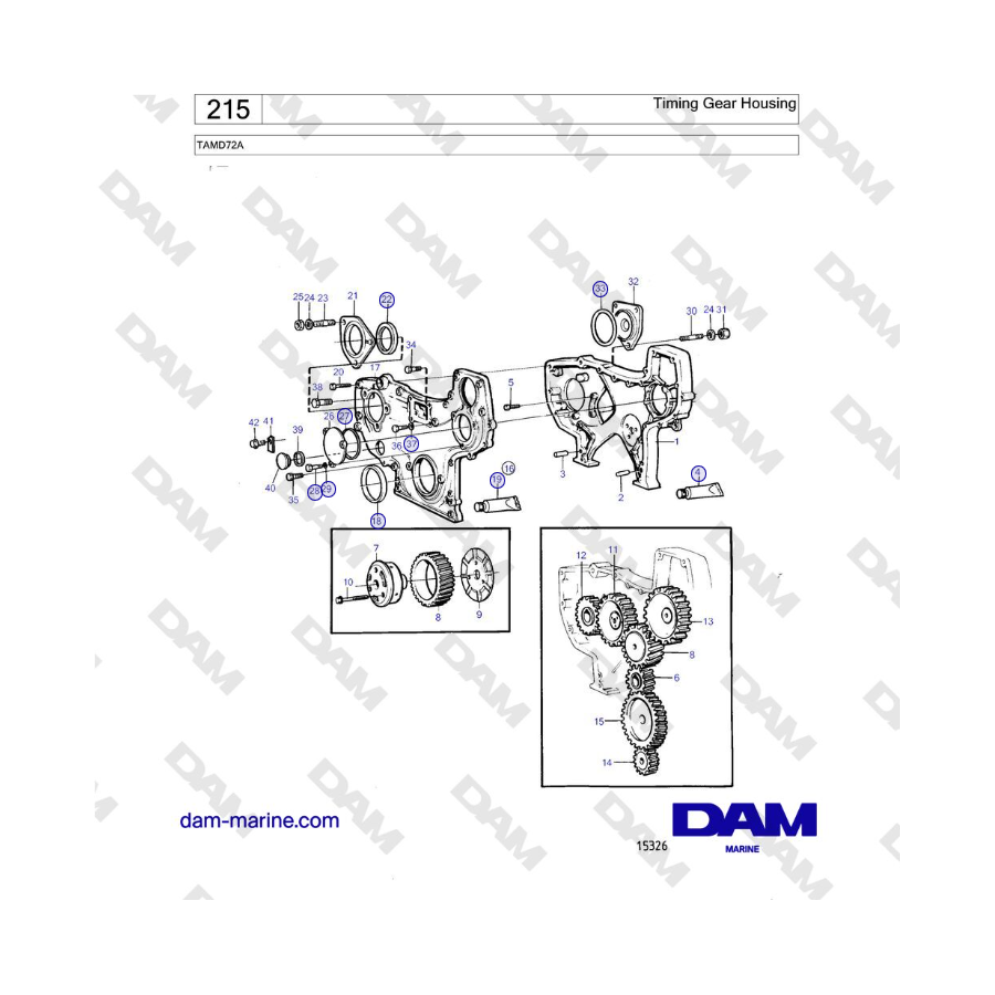 Volvo Penta TAMD72 - Caja de engranajes de distribución