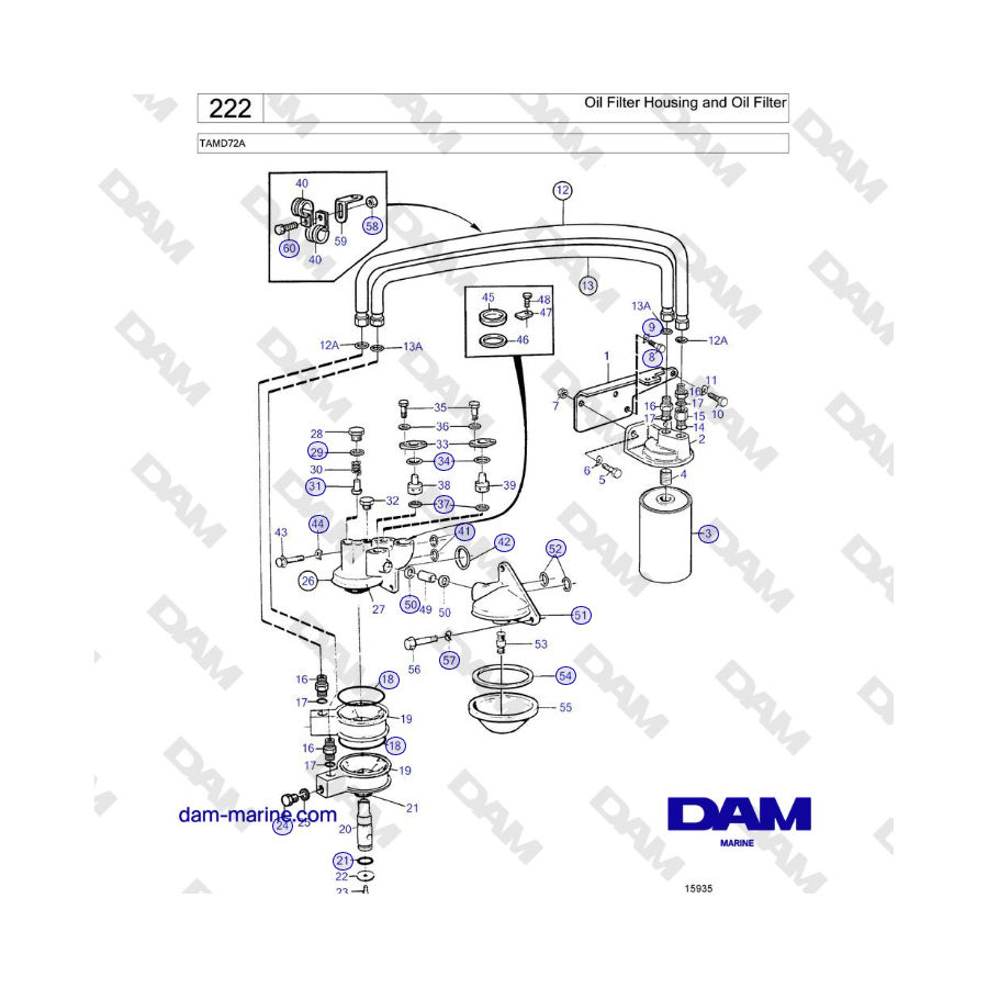 Volvo Penta TAMD72 - Oil Filter Housing and Oil Filter