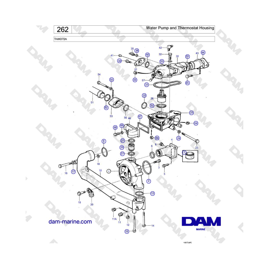 Volvo Penta TAMD72A - Water Pump and Thermostat Housing