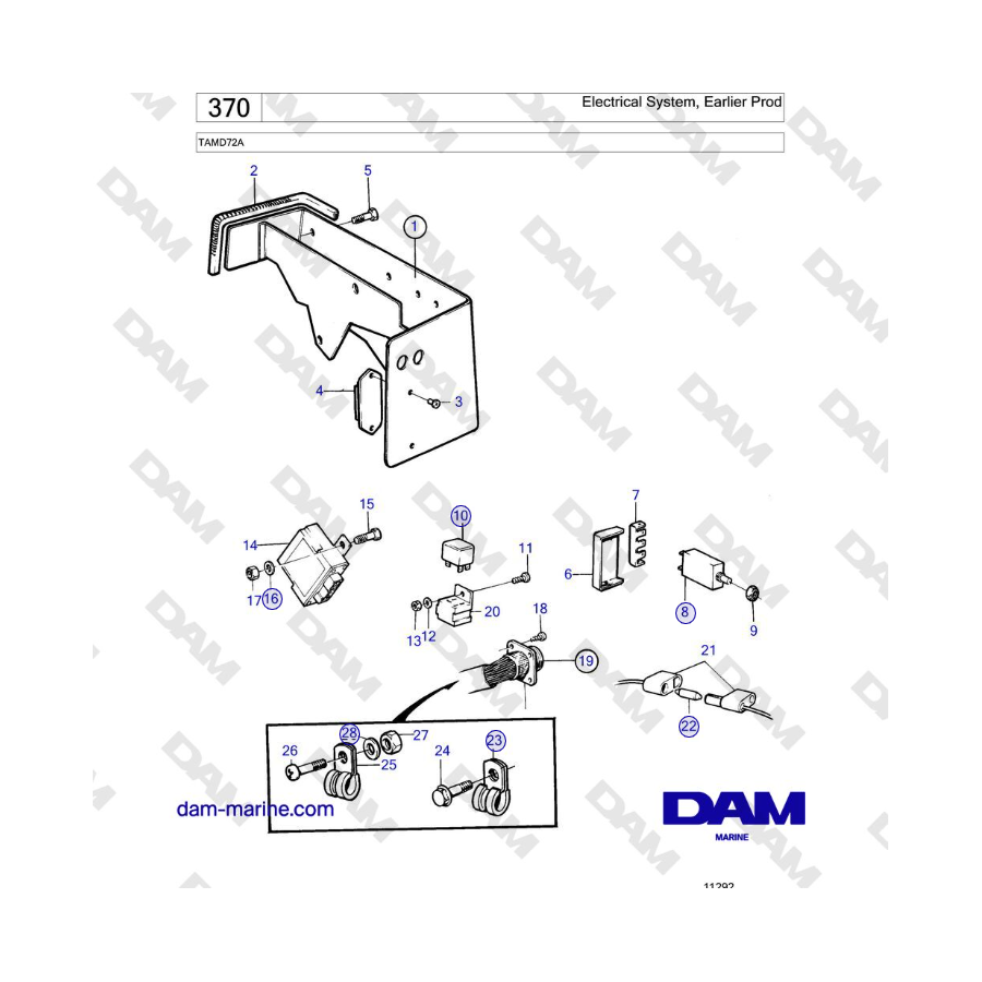 Volvo Penta TAMD72A - Sistema eléctrico, producción anterior