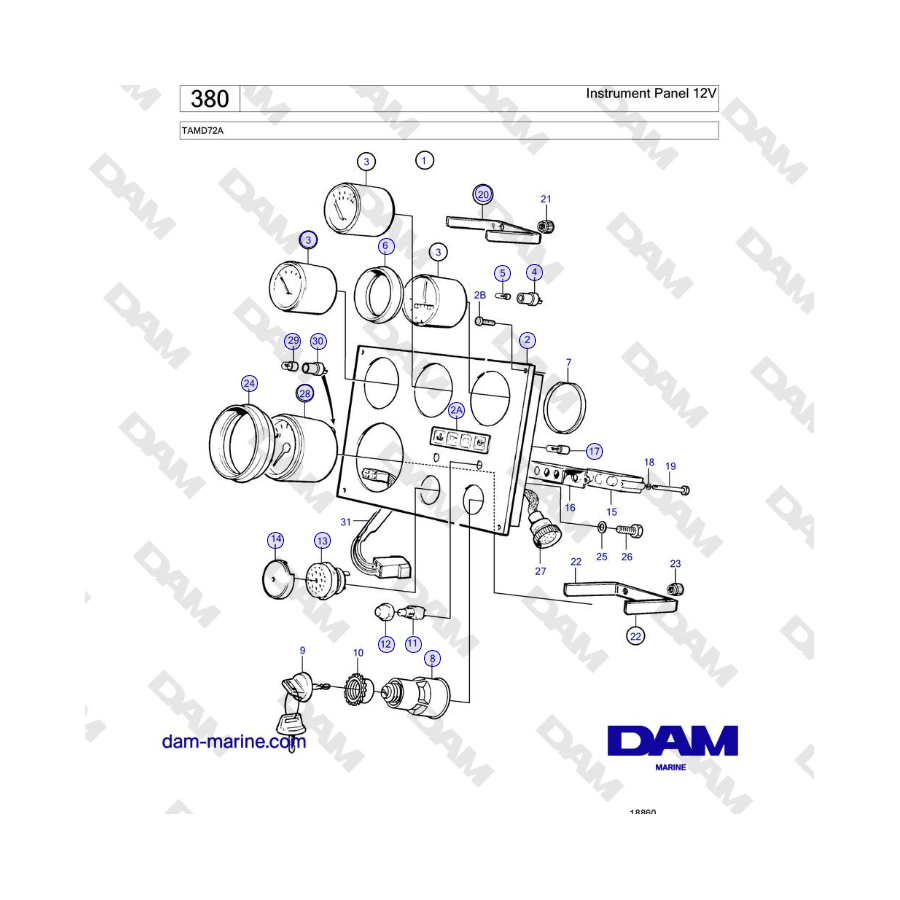 Volvo Penta TAMD72A - Instrument Panel 12V