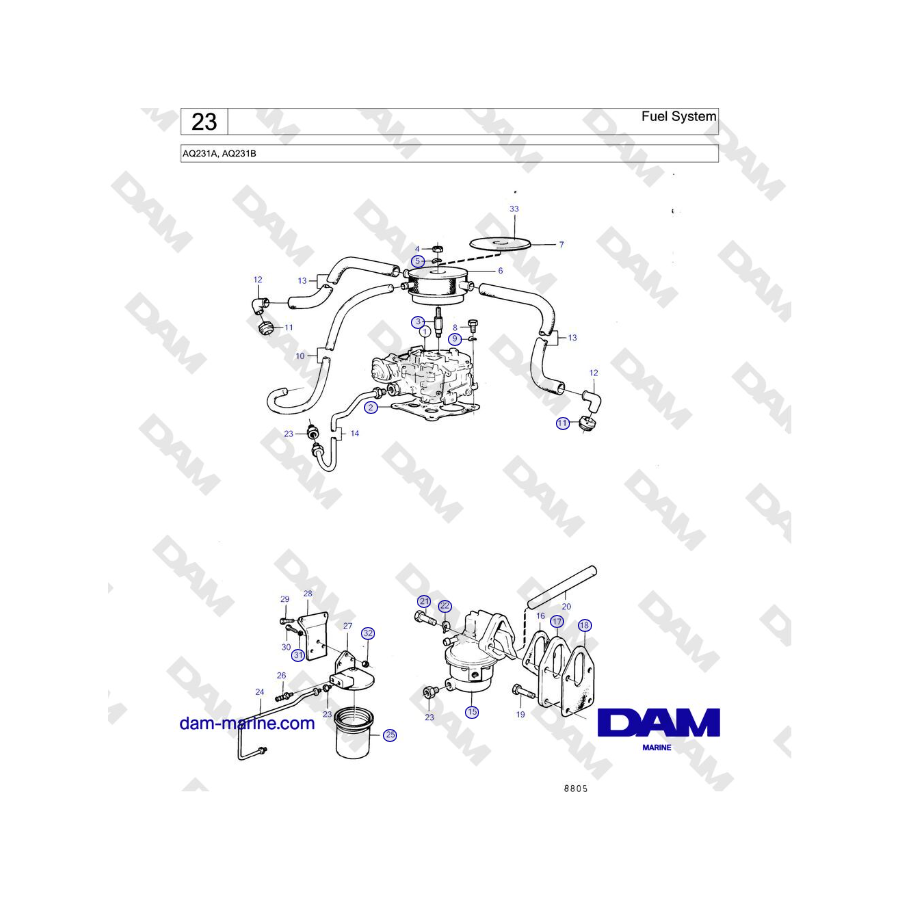 Volvo Penta AQ231A, AQ231B - Fuel System