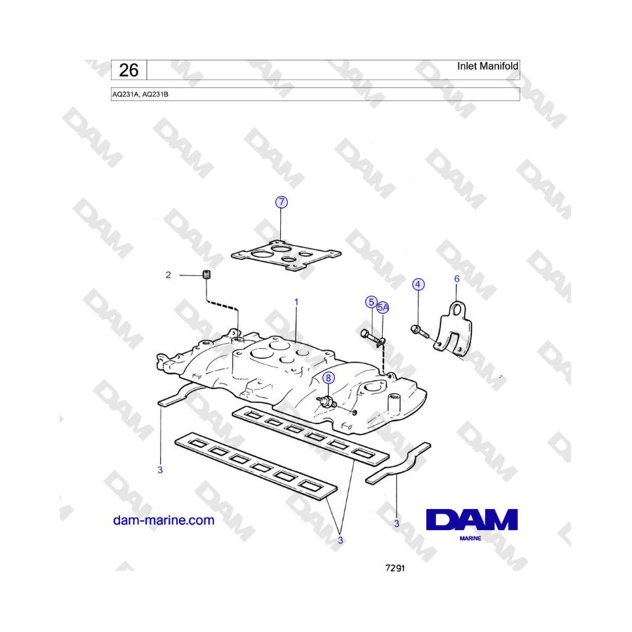 Volvo Penta AQ231A, AQ231B - Colector de admisión