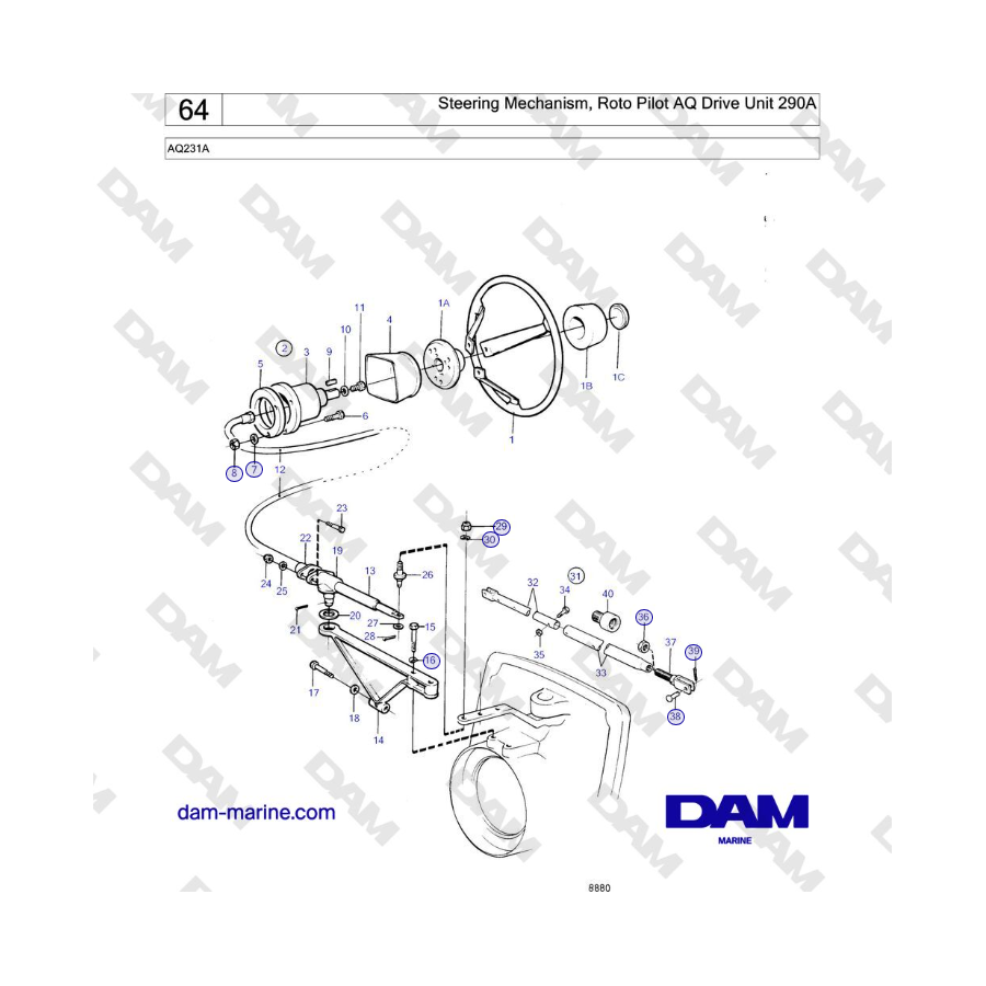 Volvo Penta AQ231A - Mecanismo de dirección, Roto Pilot AQ Drive Unit 290A