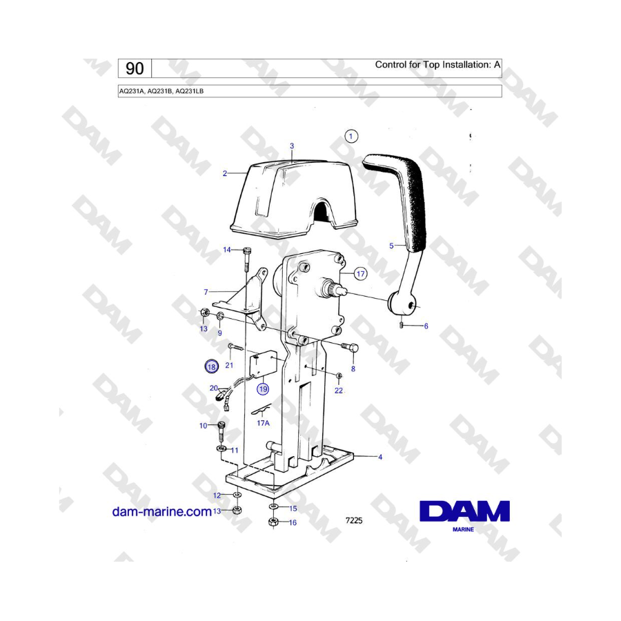 Volvo Penta AQ231A, AQ231B, AQ231LB - Control for Top Installation: A