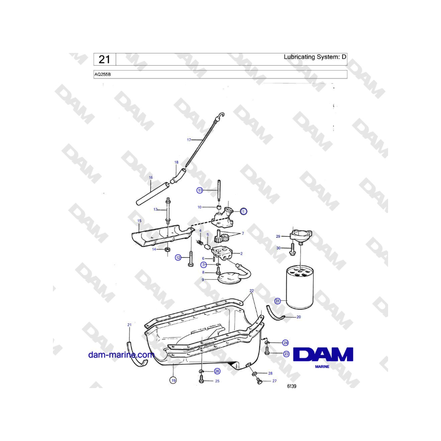 Volvo Penta AQ255B - Lubricating System: D