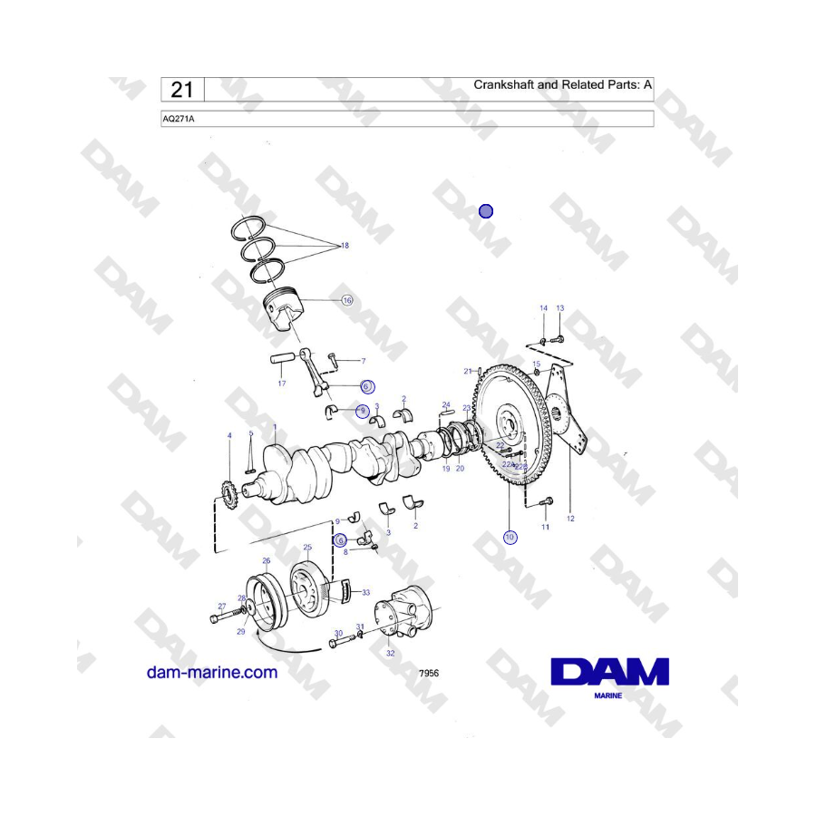 Volvo Penta AQ271A - Cigüeñal y piezas relacionadas: A