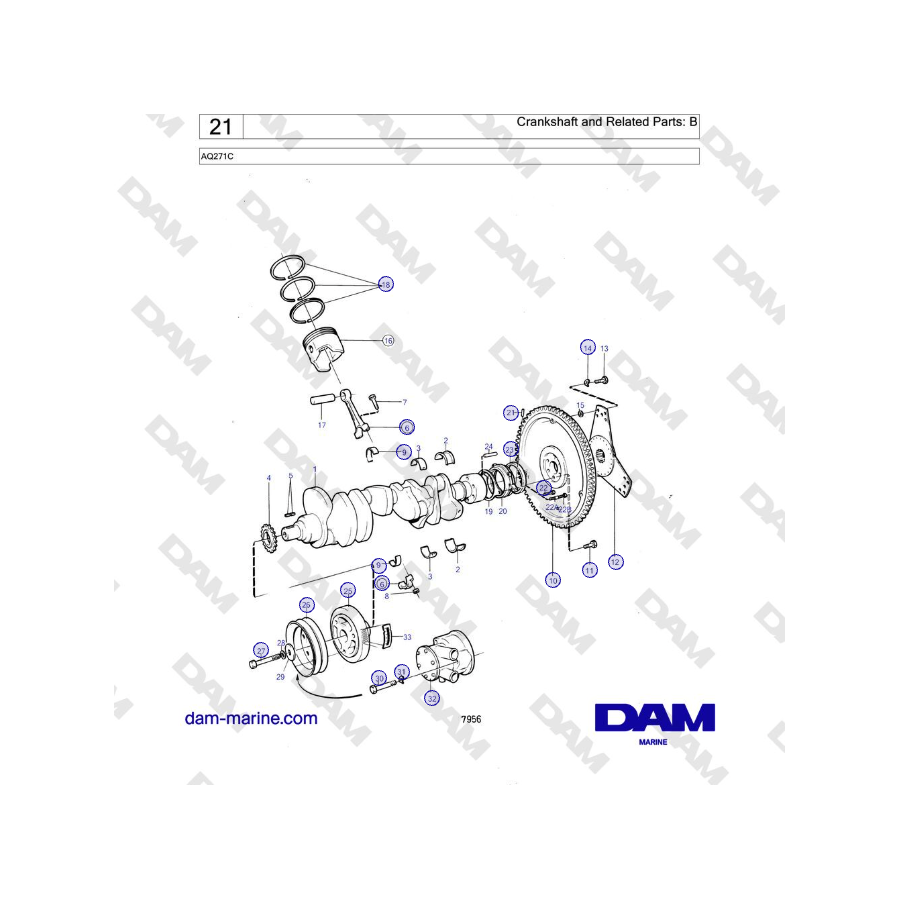 Volvo Penta AQ271C - Crankshaft and Related Parts: B