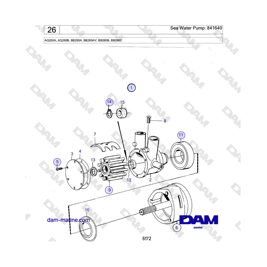 Volvo Penta AQ260A, AQ260B - Bomba de agua de mar: 841640