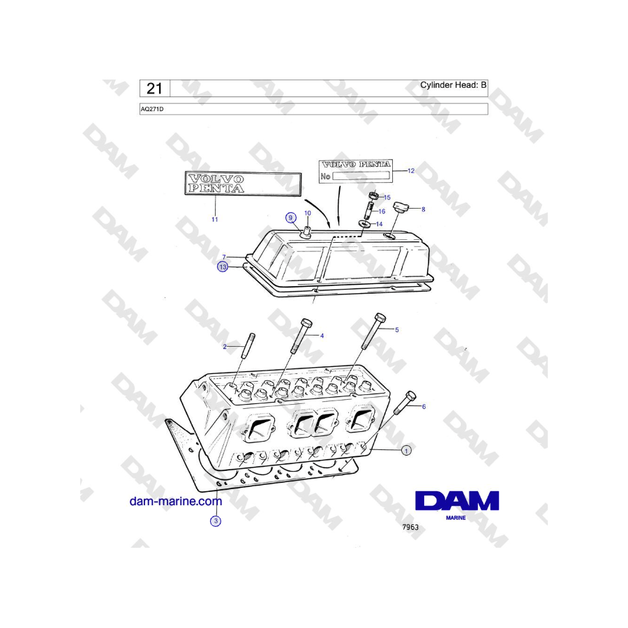 Volvo Penta AQ271D - Cylinder Head: B