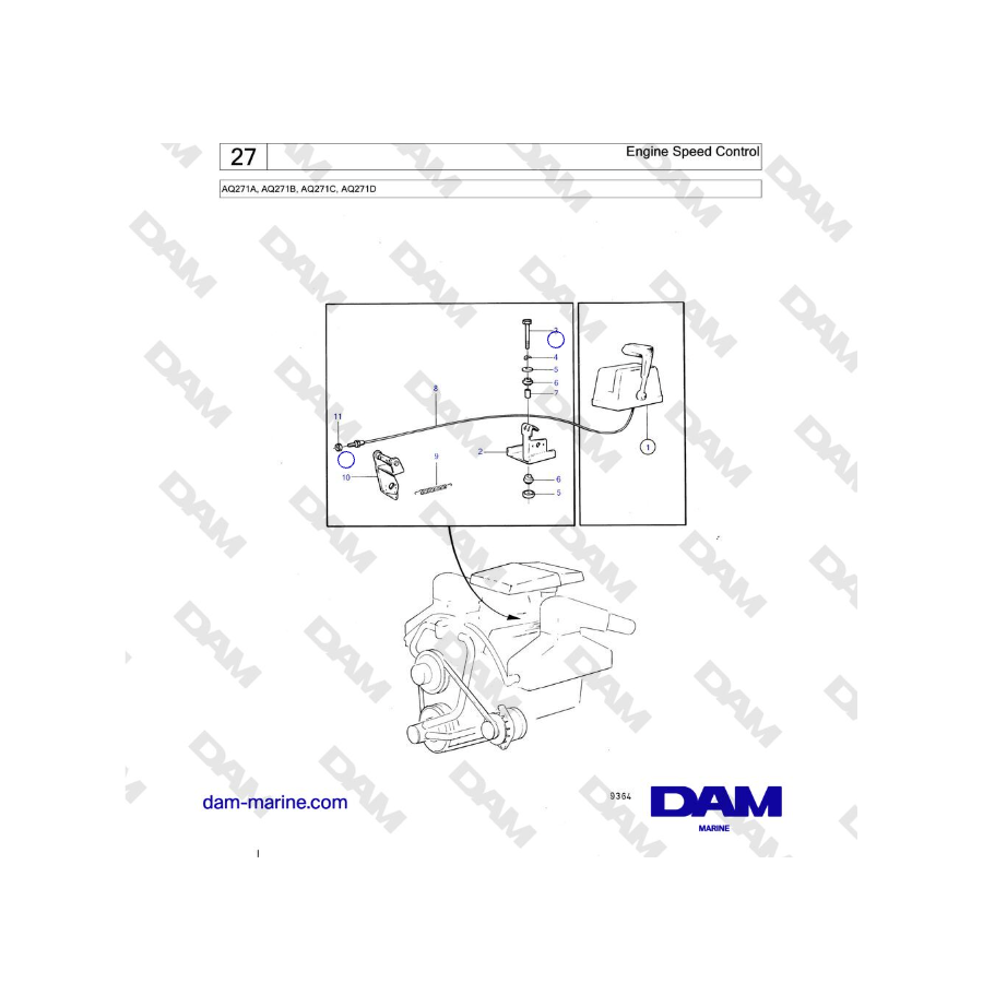 Volvo Penta AQ271 - Control de velocidad del motor