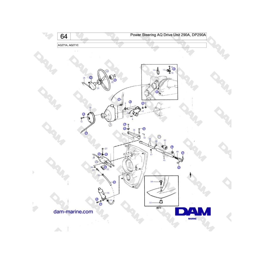 Volvo Penta AQ271A, AQ271C - Dirección asistida AQ Drive Unit 290A, DP290A