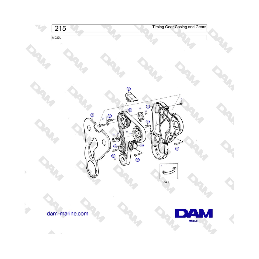 Volvo Penta MD22L - Caja de engranajes y engranajes de distribución