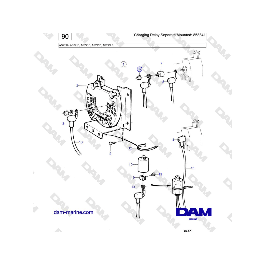 Volvo Penta AQ271 - Charging Relay Separate Mounted: 858841