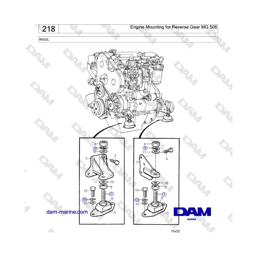 Volvo Penta MD22L - Engine Mounting for Reverse Gear MG 506