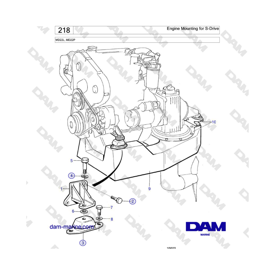 Volvo Penta MD22L, MD22P - Soporte de motor para S-Drive