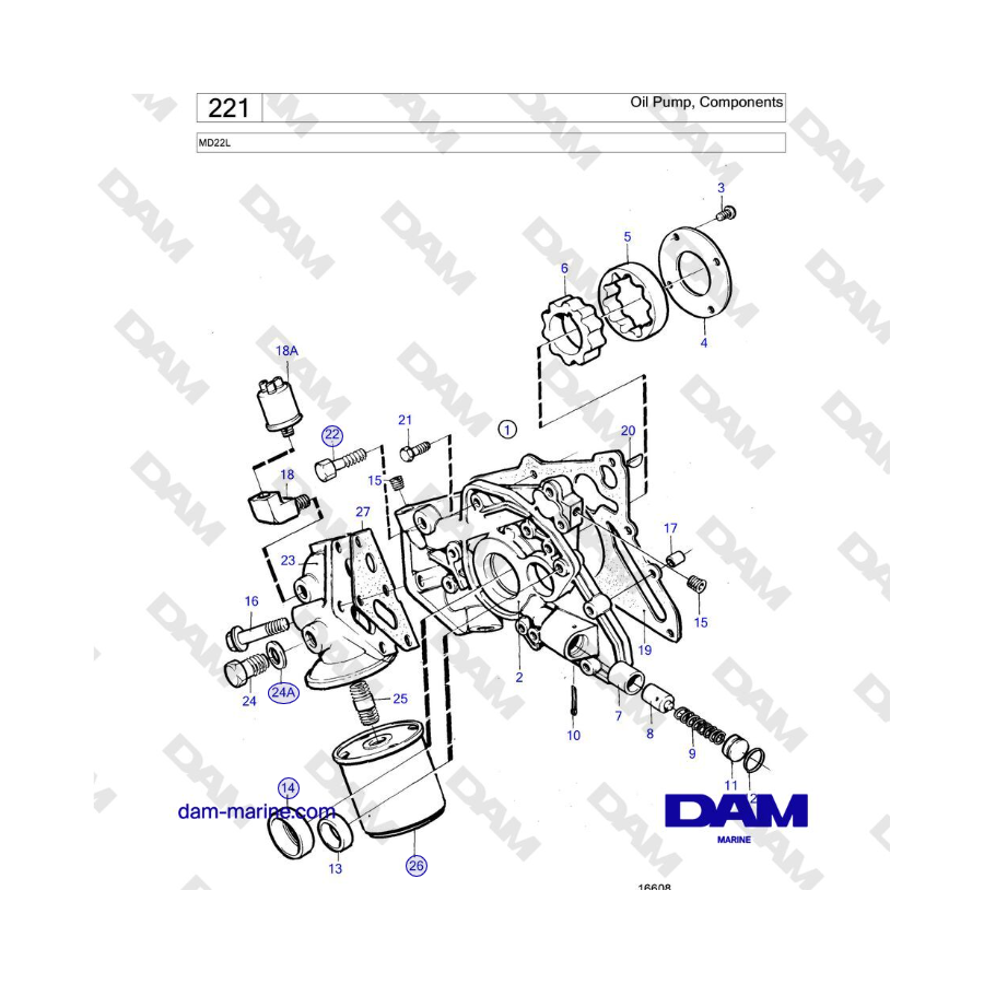 Volvo Penta MD22L - Bomba de aceite, componentes