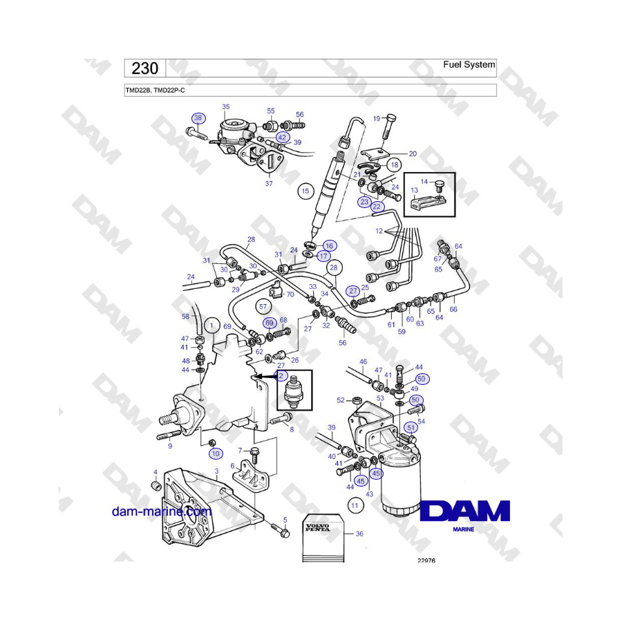 Volvo Penta TMD22B, TMD22P-C - Fuel System