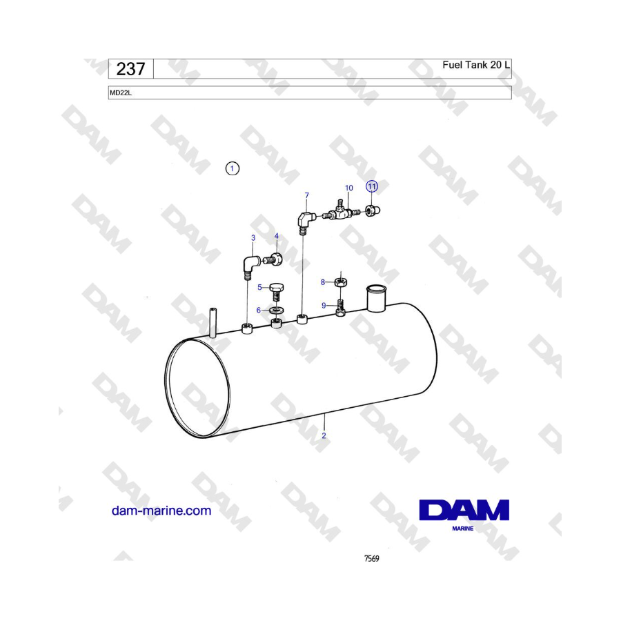 Volvo Penta MD22L - Depósito de combustible 20 L