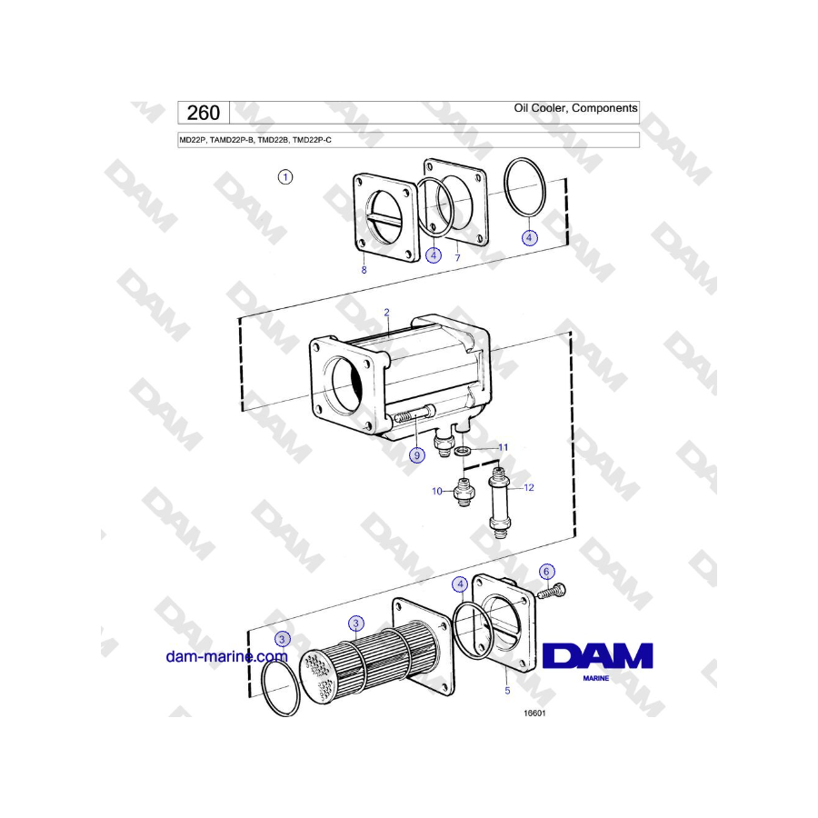 Volvo Penta MD22P, TAMD22P-B, TMD22B, TMD22P-C - Refrigerador de aceite, componentes