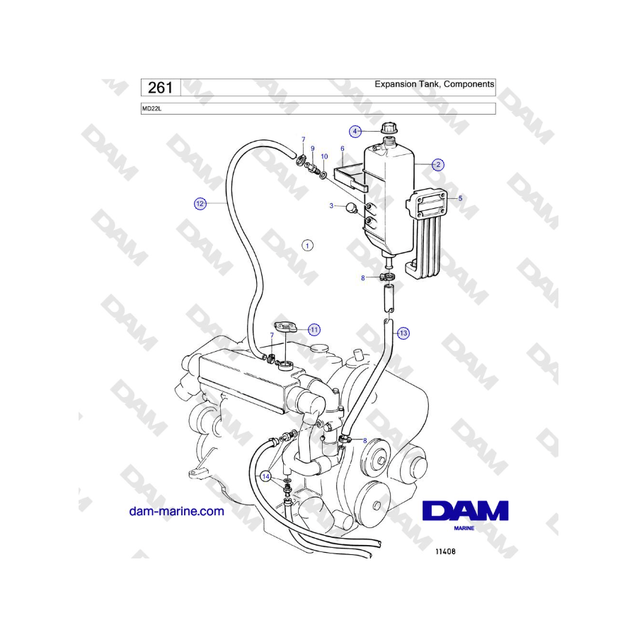 Volvo Penta MD22L - Depósito de expansión, componentes