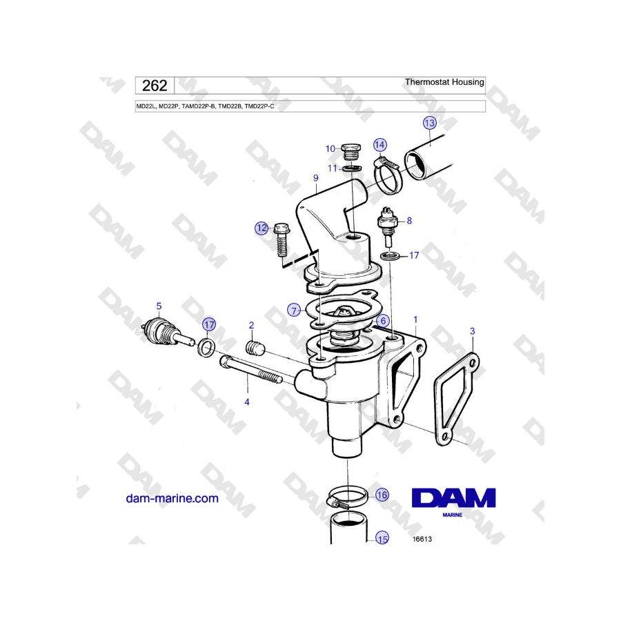 Volvo Penta MD22L, MD22P, TAMD22P-B, TMD22B, TMD22P-C - Caja del termostato