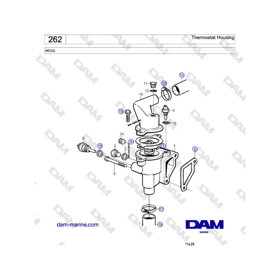 Volvo Penta MD22L - Thermostat Housing